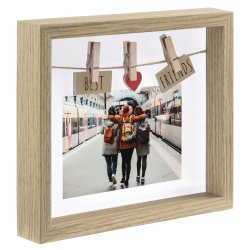 Portrétový rámeček dřevěný BEST FRIENDS, 10x15 cm, dub