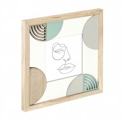 Portrétový rámeček dřevěný VALLE, 10x10 cm, přírodní/ bílá