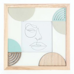 Portrétový rámeček dřevěný VALLE, 10x10 cm, přírodní/ bílá