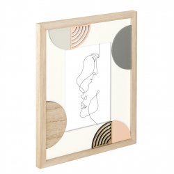Portrétový rámeček dřevěný VALLE, 10x15 cm, přírodní/ bílá